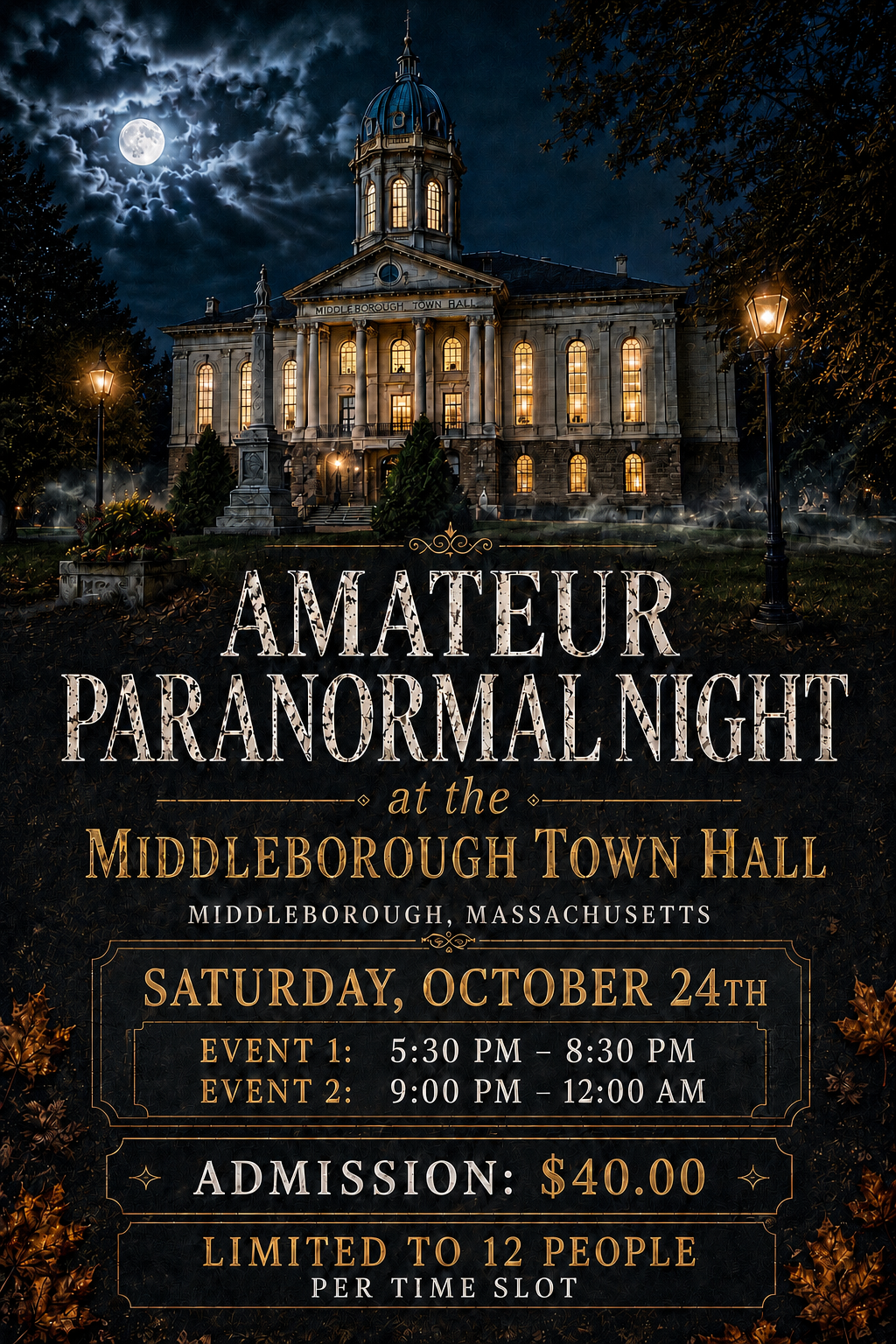 AMATEUR PARANORMAL NIGHT AT MIDDLEBOROUGH TOWN HALL image